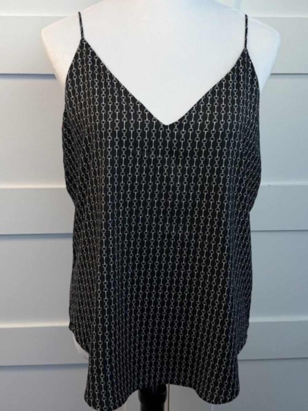 Express Camisole Tank Top Womens M Black White Horse Bit Buckle Design Loose Fit